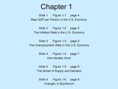 Chapter 1 Slide 1 Figure 1-1 page 4 Real GDP per Person in the U.S. Economy Slide 2 Figure 1-2 page 5 The Inflation Rate in the U.S. Economy Slide 3 Figure.
