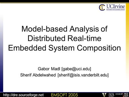 Model-based Analysis of Distributed Real-time Embedded System Composition Gabor Madl Sherif Abdelwahed