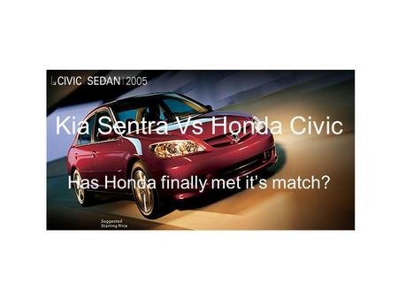 Kia Sentra Vs Honda Civic Has Honda finally met it’s match? Suggested Starting Price.