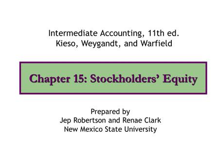 Chapter 15: Stockholders’ Equity