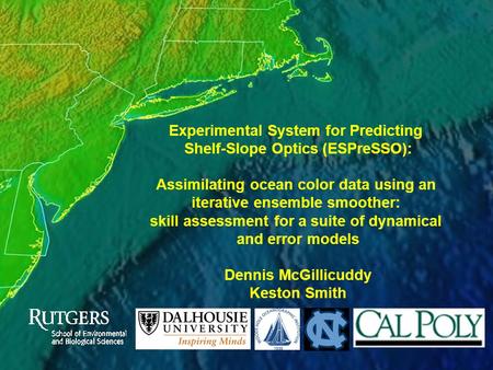 Experimental System for Predicting Shelf-Slope Optics (ESPreSSO): Assimilating ocean color data using an iterative ensemble smoother: skill assessment.