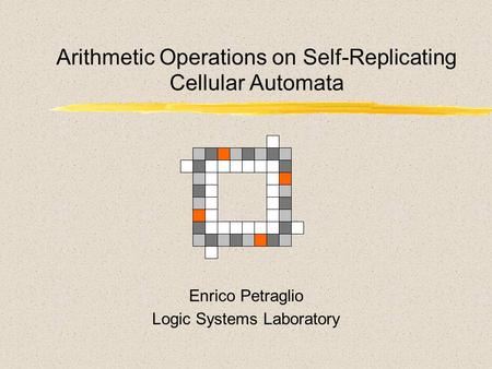 Arithmetic Operations on Self-Replicating Cellular Automata Enrico Petraglio Logic Systems Laboratory.