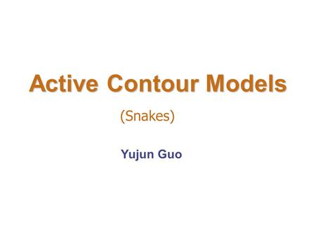 Active Contour Models (Snakes) Yujun Guo.