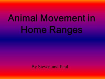 Animal Movement in Home Ranges By Steven and Paul.