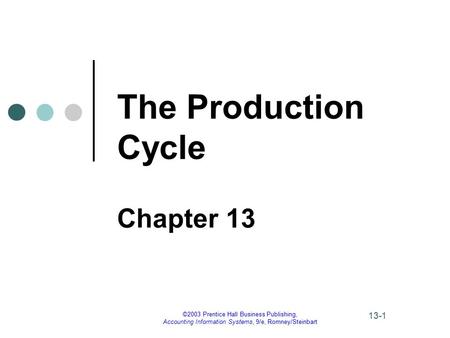 The Production Cycle Chapter 13