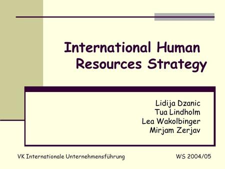 International Human Resources Strategy