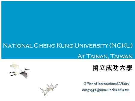 國立成功大學 National Cheng Kung University (NCKU) At Tainan, Taiwan