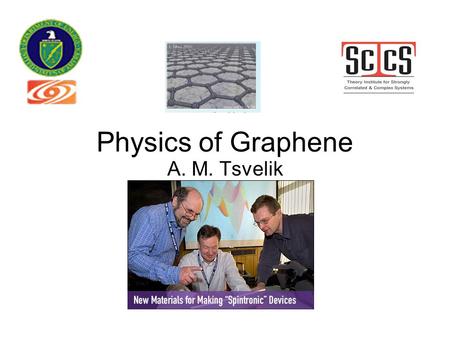Physics of Graphene A. M. Tsvelik. Graphene – a sheet of carbon atoms The spectrum is well described by the tight- binding Hamiltonian on a hexagonal.