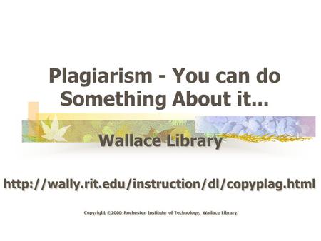 Plagiarism - You can do Something About it...