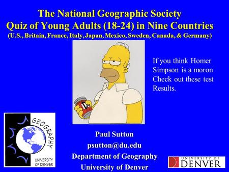 The National Geographic Society Quiz of Young Adults (18-24) in Nine Countries (U.S., Britain, France, Italy, Japan, Mexico, Sweden, Canada, & Germany)