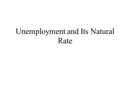 Unemployment and Its Natural Rate. IDENTIFYING UNEMPLOYMENT Long-run versus Short-run Unemployment: –Long-run: The natural rate of unemployment –Short-run: