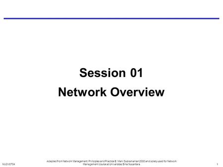 Session 01 Network Overview