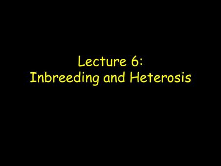 Lecture 6: Inbreeding and Heterosis. Inbreeding Inbreeding = mating of related individuals Often results in a change in the mean of a trait Inbreeding.