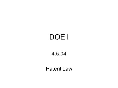 DOE I 4.5.04 Patent Law Non-Literal Infringement Rotating handle at end of bar Cutting Element attached to bar Base, with passageway U-shaped bar Claimed.