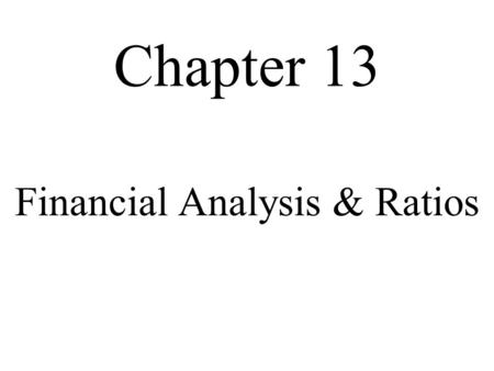 Financial Analysis & Ratios