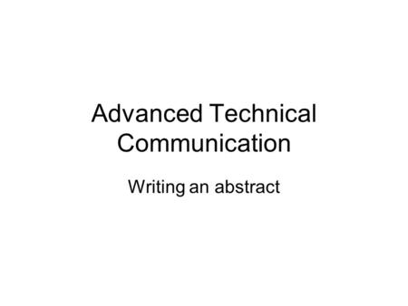 abstract technical writing