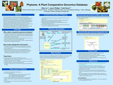 We are developing a web database for plant comparative genomics, named Phytome, that, when complete, will integrate organismal phylogenies, genetic maps.