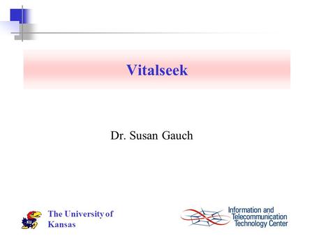 The University of Kansas Vitalseek Dr. Susan Gauch.