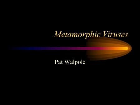 Metamorphic Viruses Pat Walpole. Introduction What are metamorphic viruses Why they are dangerous Defenses against them.
