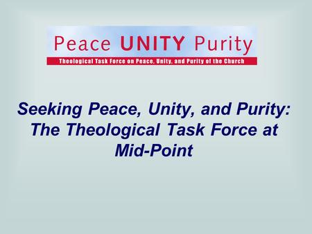 Seeking Peace, Unity, and Purity: The Theological Task Force at Mid-Point.