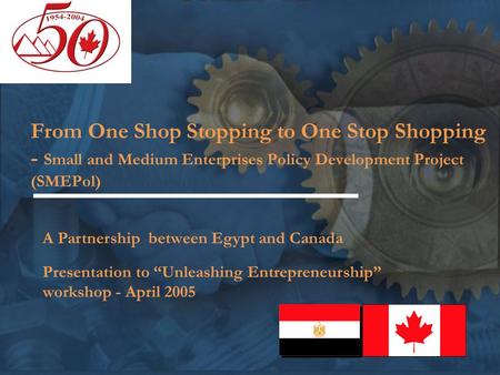From One Shop Stopping to One Stop Shopping - Small and Medium Enterprises Policy Development Project (SMEPol) A Partnership between Egypt and Canada Presentation.