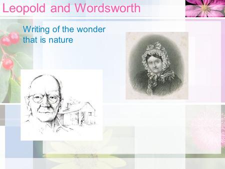 Leopold and Wordsworth Writing of the wonder that is nature.