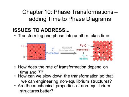 Chapter 10: Phase Transformations – adding Time to Phase Diagrams