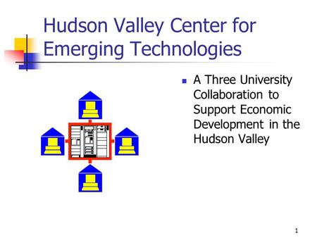 1 Hudson Valley Center for Emerging Technologies A Three University Collaboration to Support Economic Development in the Hudson Valley.