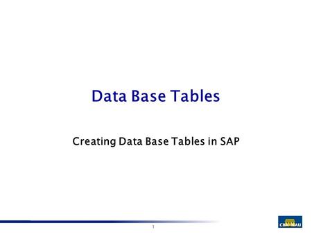 1 Data Base Tables Creating Data Base Tables in SAP.