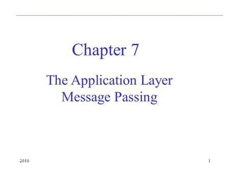 20101 Chapter 7 The Application Layer Message Passing.