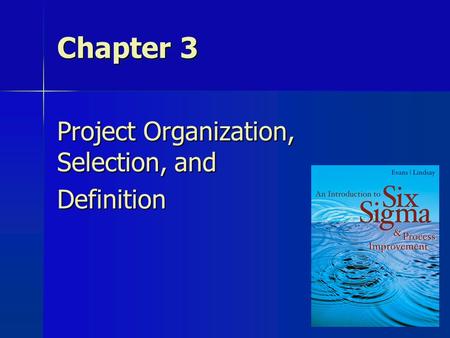 1 Chapter 3 Project Organization, Selection, and Definition.
