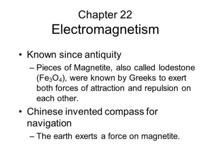 Chapter 22 Electromagnetism