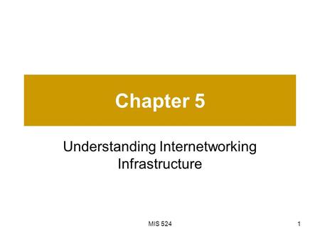 MIS 5241 Chapter 5 Understanding Internetworking Infrastructure.