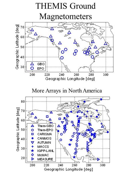 THEMIS Ground Magnetometers More Arrays in North America.