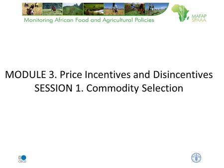 MODULE 3. Price Incentives and Disincentives SESSION 1. Commodity Selection.