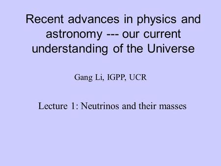 Lecture 1: Neutrinos and their masses