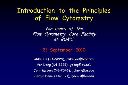Introduction to the Principles of Flow Cytometry