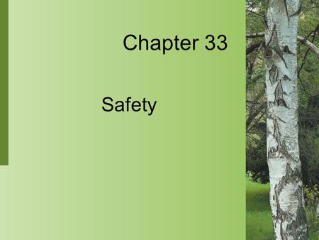 Chapter 33 Safety. 33-2 Copyright 2004 by Delmar Learning, a division of Thomson Learning, Inc. Safety Culture  Safety is a functional concern of nurses.