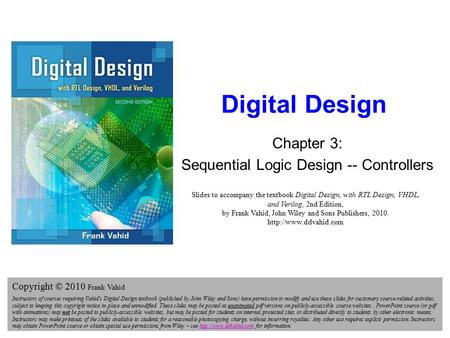 Chapter 3: Sequential Logic Design -- Controllers