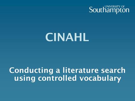 Conducting a literature search using controlled vocabulary