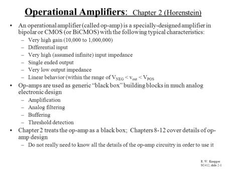 Operational Amplifiers: Chapter 2 (Horenstein)
