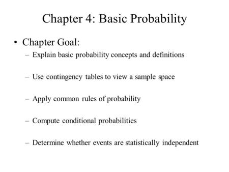 Chapter 4: Basic Probability