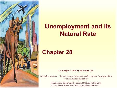 Unemployment and Its Natural Rate Chapter 28 Copyright © 2001 by Harcourt, Inc. All rights reserved. Requests for permission to make copies of any part.