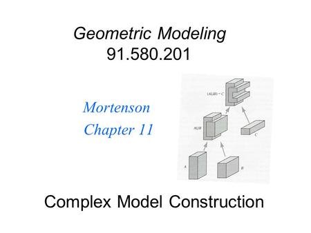 Complex Model Construction Mortenson Chapter 11 Geometric Modeling 91.580.201.