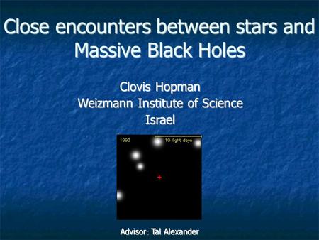 Close encounters between stars and Massive Black Holes Clovis Hopman Weizmann Institute of Science Israel Advisor: Tal Alexander.