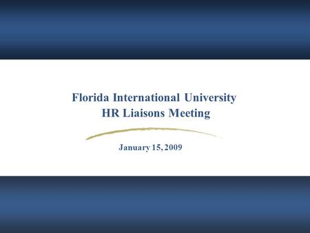 Florida International University HR Liaisons Meeting January 15, 2009.