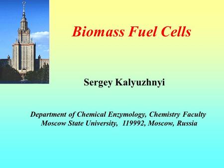 Biomass Fuel Cells Sergey Kalyuzhnyi
