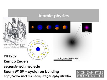 Atomic physics PHY232 Remco Zegers Room W109 – cyclotron building