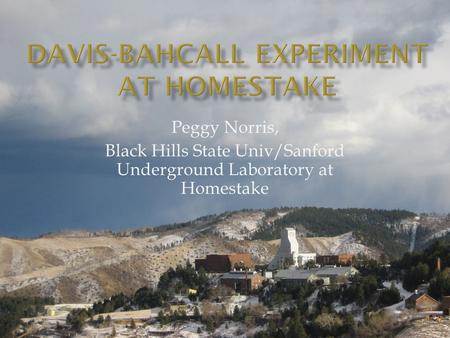 Peggy Norris, Black Hills State Univ/Sanford Underground Laboratory at Homestake.