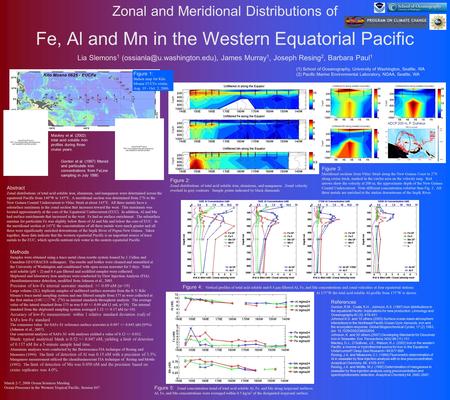 Fe, Al and Mn in the Western Equatorial Pacific Zonal and Meridional Distributions of Lia Slemons 1 James Murray 1, Joseph.